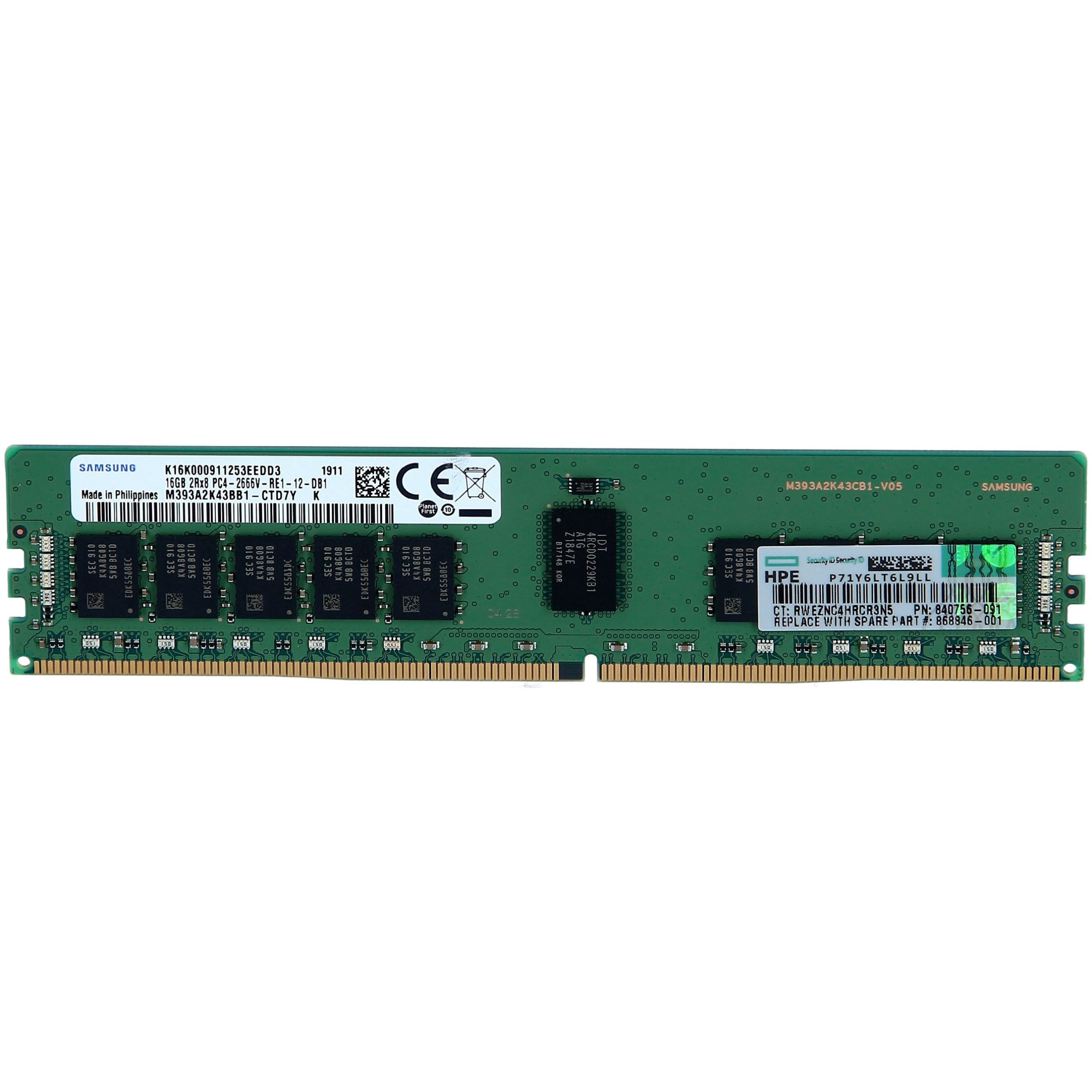 Модуль памяти HPE DDR4 RDIMM 16GB 2666MHz ECC...